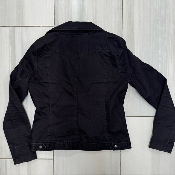 Side Zip Jacket Levi’s Women’s Small S Black Utility Jean Canvas Short - Picture 5 of 7